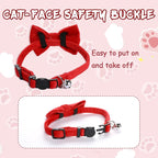 2 Pcs Velvet Cat Collar Cute Cat Bow Tie Collar Adjustable Breakaway Collars - Image 3