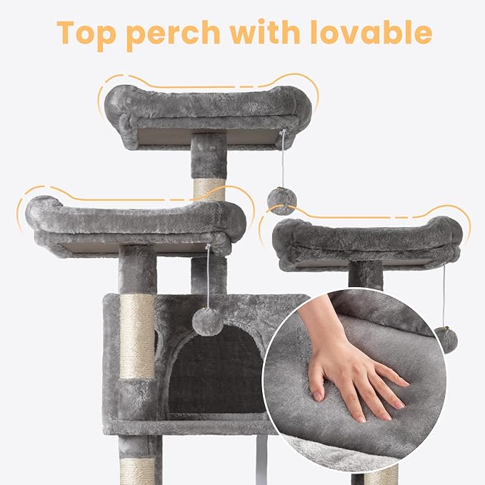 SHA CERLIN 68 Inches Multi-Level Large Cat Tree - Image 4
