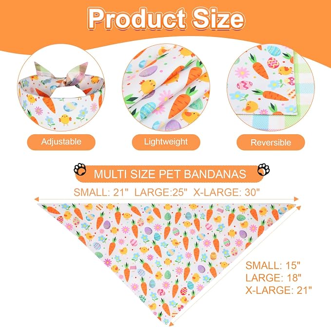 Easter Dog Bandana Small 2PCS, Colorful Scarf - Image 3