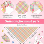 Abbylike 50 Pcs Easter Plaid Dog Bandanas Bulk Pastel Plaid Bandanas - Image 3