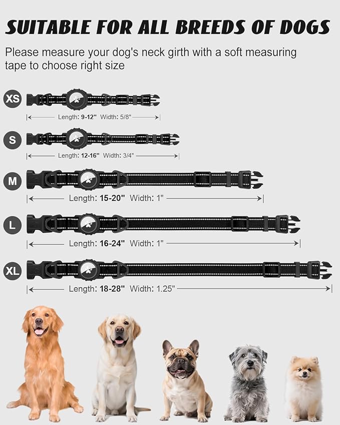 Joytale Airtag Dog Collar, Dual D-Rings, Reflective Pet Collar - Image 5