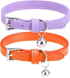 PUPTECK 2 PCS Soft Genuine Leather Cat Kitten Collar by PUPTECK