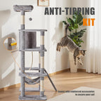 DUMOS Large 63in Cat Tree Tower, Natural Sisal Scratching Posts, Extended - Image 6