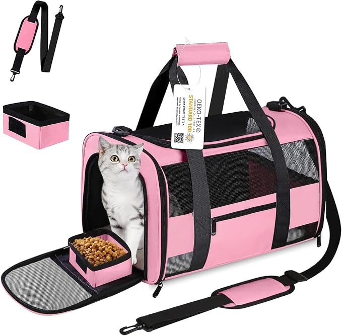 20" Large Cat Carrier Soft Side Dog Carrier Pet Carrier by CUSSIOU