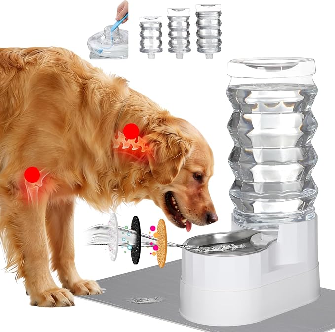 RIZZARI Large Water Dispenser for Dogs: 9L Automatic Stainless Steel Gravity by RIZZARI