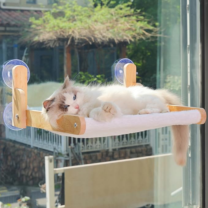 Cat Window Perch with Wooden Frame – Aloxina Foldable Cat Hammock Bed by Aloxina