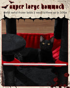 Gothic Cat Tree with Super Large Hammock, 45.7" Black Cat Tower with Coffin Bed - Image 3