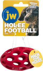 JW Pet Hol-ee Football Dog Toy Puzzle Ball, Natural Rubber, Colors May Vary - Image 2