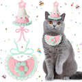 Sanwuta 2 Pcs Cat Birthday Party Supplies, Knit Cat Hat Kitten Birthday Bib by Sanwuta