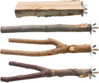 BILLIOTEAM 4 Pack Natural Wood Bird Perch Parrot Stand Branches Fork Toys by Unknown