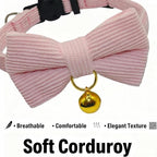 THAIN Cat Collar with Bow Tie and Bell, Breakaway Adjustable Cute Soft Corduroy - Image 2