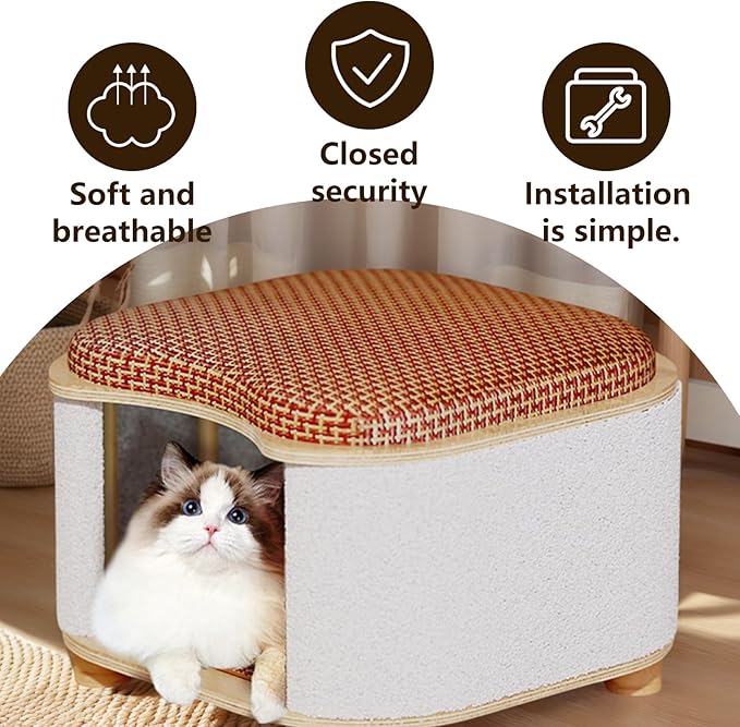 Cat Bed for Indoor Cats – Wooden Cat House - Image 5