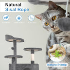 FDW | 54" Cat Tree Tower | Light Gray | Multi-Level Indoor Activity Center - Image 4