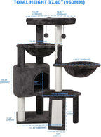 Xin Three Layer Cat Tree with Cat Condo and Two Hammocks, Darkgray … - Image 2