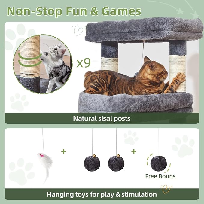 Taoqimiao 71 Inches Cat Tree for Large Cats 20lbs+, 3 Giant Perches, Widened - Image 6