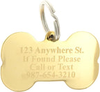 Custom Engraved Personalized Gold-Plated Bone Shape w/Clear Rhinestones Dog Pet - Image 2