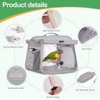 Portable Small Bird Travel Cage Carrier, Parrot Parakeet Cockatiels Bird Travel - Image 2