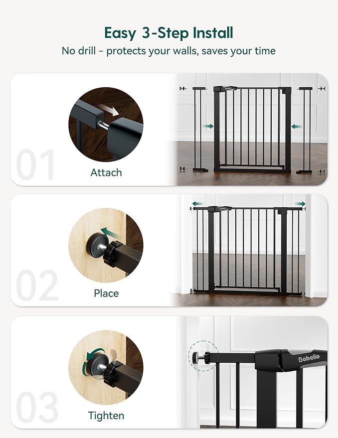 Babelio Metal Auto Close Baby Gate PressGuard P7, 29-48" Wide 30" Tall Extra - Image 4