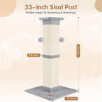 Cat Scratching Post 33 inch for Indoor Cats, High Cat Scratch Post Grey - Image 2