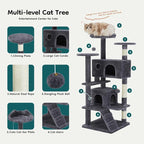 DUMOS 54-inch Indoor Cat Tree Tower –Multi-Level Pet House - Image 3