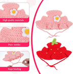 2PCS Strawberry Cat Hats Cute Flower Crochet Hats - Image 6