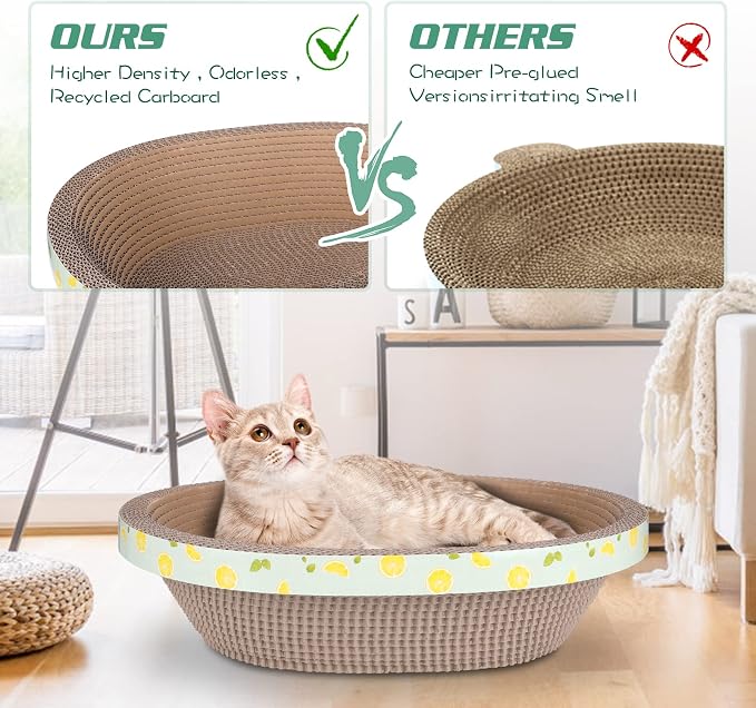 Oval Large Cat Scratcher Cardboard Bed Lounger Couch, Cat Scratching Board - Image 4