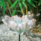 MUMTOP Outdoor Antique Bird Bath Small Flower Bird Baths Bowl Resin Birdbaths - Image 2