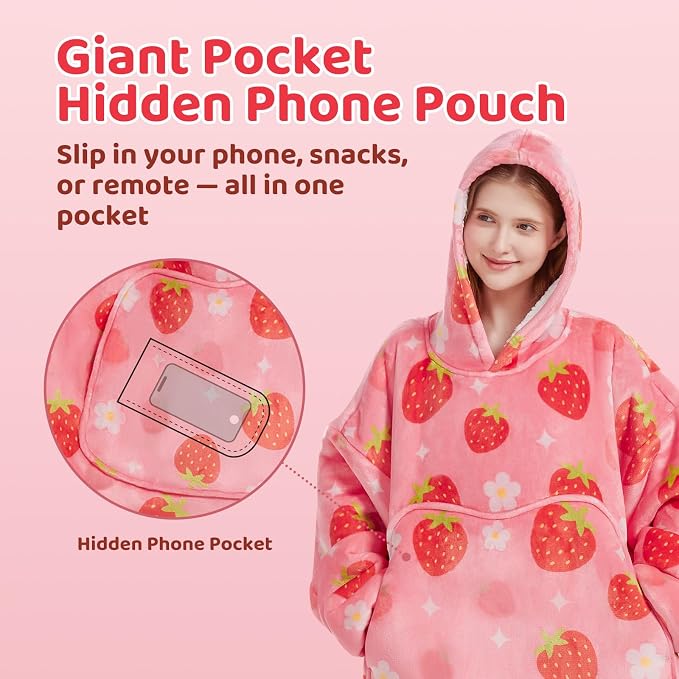 Mewaii Wearable Blanket Hoodie for Adults, Warm Sherpa & Soft Flannel Long - Image 4