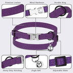 Leather Cat Collar with Buckle and Removable Bell - Image 5
