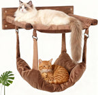 JSPYFITS Wooden Cat Wall Hammock, 18.9 x 12.6 Inch Double Layer Cat Furniture by JSPYFITS
