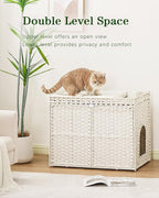 Cat Litter Box Enclosure Furniture, Handwoven Rattan Hidden Litter Box - Image 2
