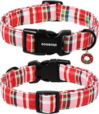 DOGWONG Christmas Dog Collar, Adjustable Red Checkered Pet Collars Christmas - Image 2