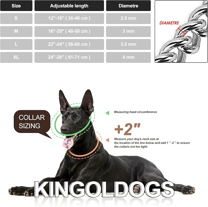 Silver Dog Chain Collar, Stainless Steel, Adjustable, Metal Cuban Link - Image 6