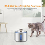 Cat Water Fountain, 84oz/2.5L Stainless Steel Pet Water Fountain, Automatic Dog - Image 2
