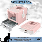Enclosed Cat Litter Box with Lid Top Exit Covered Metal Stainless Steel Litter - Image 3