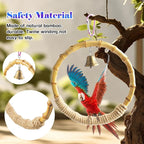 Bamboo Ring Bird Swing Perch, Large Circle Cage Hanging Toys, Bird Perch - Image 6