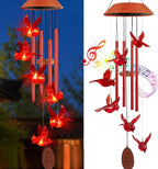 Solar Cardinal Wind Chimes Outdoor Solar Lights Cardinal Red Bird Windchimes - Image 2