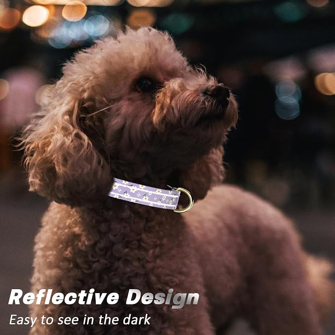 Reflective Dog Collar for Medium Dogs, Cute Flower Theme Adjustable Heavy-Duty - Image 3