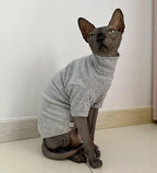 Sphynx Hairless Cats Shirt Cotton Cat Turtleneck Sweater Pullover Kitten - Image 6