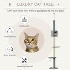 PawHut 85.5" Cat Tree Height Adjustable Floor-to-Ceiling 4-Tier Kitty Climbing - Image 3