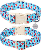 DOGWONG Cotton Dog Collar, Rainbow Dog Collar Durable Soft Natural Fabric Pet - Image 2