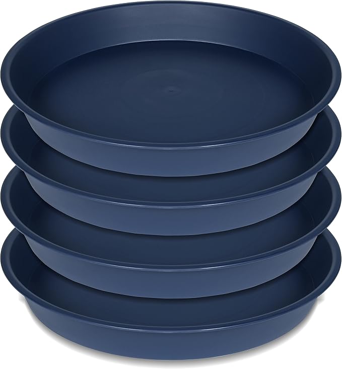 4 Pack of 14 inch Plant Saucers Bird Bath Bow Round, Plastic Plant Saucer Tray by Bleuhome