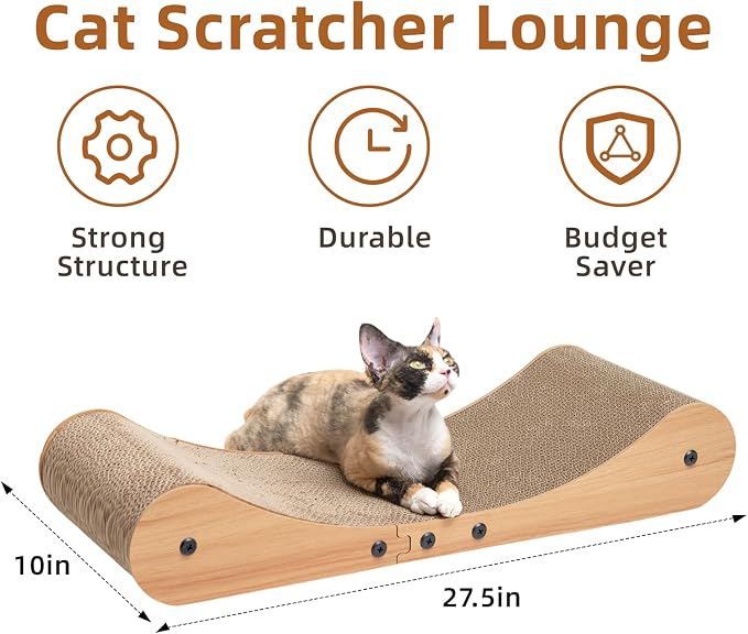 Nekosan Cat Scratcher Cardboard Bed, 27.5" Extra Large Cat Scratch Sofa Bed - Image 2