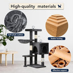 BestPet | 37" Cat Tree Tower | Light Gray | Sturdy Multi-Level Cat Tree - Image 4