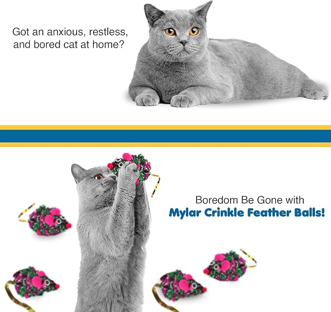 SunGrow 12 Pack Cat Crinkle Mice, 6x1.5 Inch Mice - Image 5