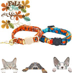 Elegant little tail Halloween Cat Collar-2 Pack Pumpkin Print Fall Cotton - Image 4
