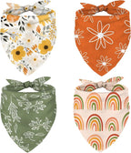 Whaline 4Pcs Boho Pet Bandanas Spring Daisy Dog Scarf Washable Adjustable by Whaline