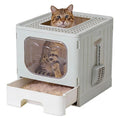 OLIXIS Cat Litter Box with Lid, Large Foldable Cat Box with Litter Scoop by OLIXIS