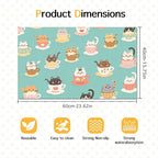 Cat Feeding Mat 24x16 inch Teacup Kitten Print Pet Bowl Placemat Non Slip Floor - Image 6