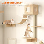 HOOBRO Wood Cat Wall Shelves, Plush Hammock, Scratcher and Climbing Shelves - Image 6